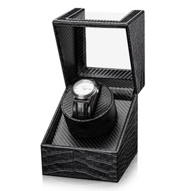 K-KLPEKYC Watch Winder for Automatic Watches,Automatic Watch Winder Box,Double Watch Winder for Women's and Men's Watches with Quiet Japanese Mabuchi Motor (Style-1 Black)