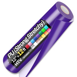 12" x 12ft Heat Transfer Vinyl Rolls, PU (Strong Stretchy) HTV Vinyl Puple for Shirts, Sooez Iron on Vinyl for All Cutter Machine, Easy to Cut & Weed for DIY Heat Vinyl Design, Matte Finish