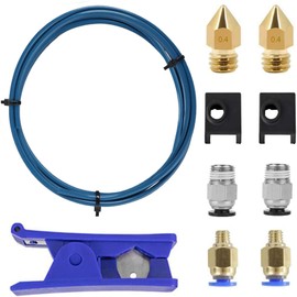 Creality Upgrade 3D Printer Kit with Capricorn Premium XS Bowden Tubing 2M， PTFE Teflon Tube Cutter, Pneumatic Fittings，MK8 Socks and Extra Nozzles for Ender 3/3 Pro/5 CR-10 Series/10S/20/20 Pro