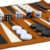 Andux Rollable Backgammon Board Game Microfiber Portable Chess Set PGSLQ-01(Brown)