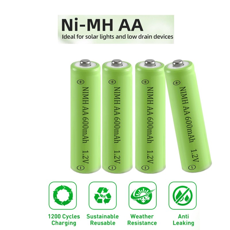XFULL 12 Packs AA Ni-MH 600mAh Rechargeable Batteries 1.2v Doulbe