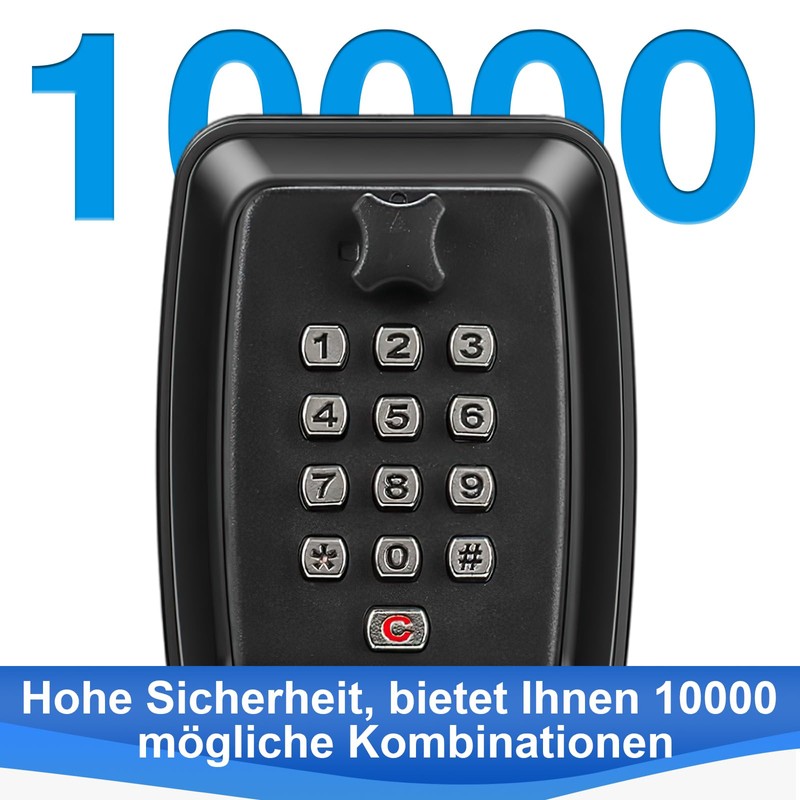 DYDHRER Key Safe with Number Code, 12 Digits, Waterproof, Key