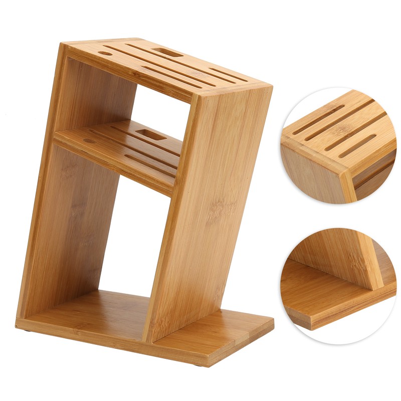 Bamboo Knife Holder Inclined Kitchen Knife Holder Multifunctional Bamboo Rack