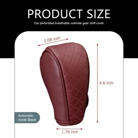 Diamall Car Leather Gear Shift Cover, Anti-Slip Breathable Shift Knob Cover, Waterproof Auto Konb Gear Shifter Stick Protector, Universal Cars SUVs Trucks Interior Decoration Accessories (Red)