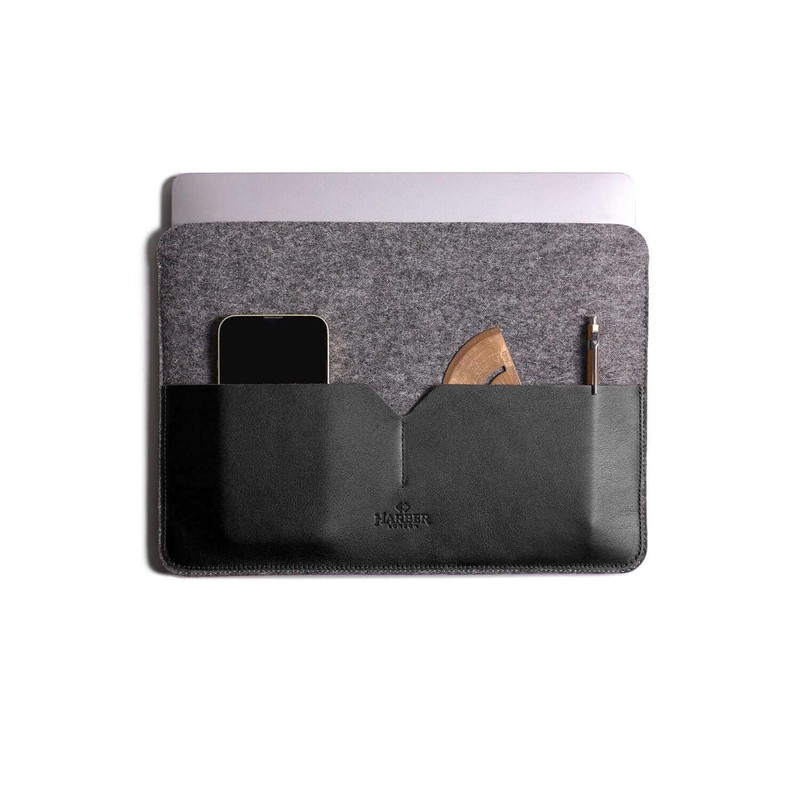 Harber London Classic - Leather and felt Laptop Sleeve (Macbook