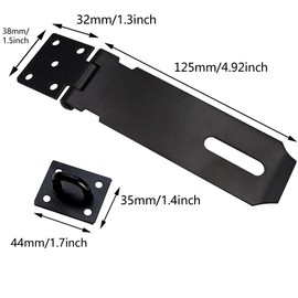 Lamondre 5 Inch Stainless Steel Door Padlock Hasp, Heavy Duty Security Hasp and Staple with Screws, Door Clasp Gate Lock Latch for Shed Door Window Cabinet Pet Cage, Black