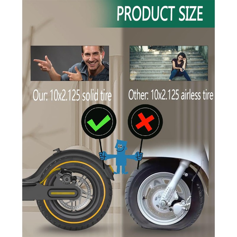 GLDYTIMES 54-152 10X2 Solid Tire, 10 Inch Electric Scooter Wheels