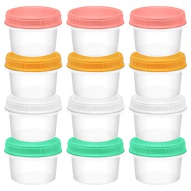 ISUSSER 12 Pack Freezer Containers with Screw On Lids, 6oz Stackable Reusable Food Storage Container, Airtight Plastic Storage Containers with Twist Top Lids for Food Sauce Jello Soup