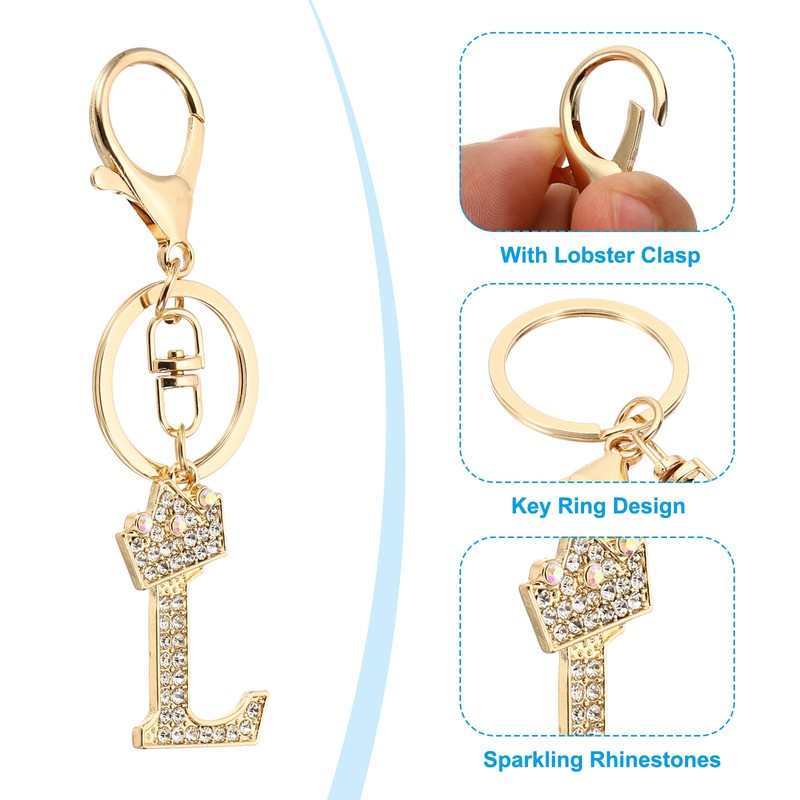 PATIKIL Initial Letter Keyring Letter Pendant with Crystal Diamonds Cute