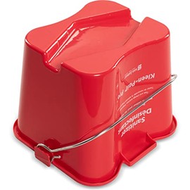 San Jamar Kleen-Pail Pro Sanitizer Pail Cleaning Bucket with Bail Handle for Cleaning, Kitchens, Restaurants, and Janitorial Use, Plastic, 3 Quarts, Red, (Pack of 12)