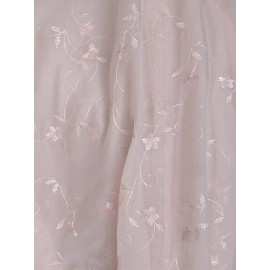 Unbranded Discount embroidered pink Voile 110" wide  by yard. Semi sheer. Free swatches.