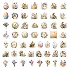 Easter Stickers 100 Pcs, Sparkly Holographic Eggs Bunny Rabbit Decals for Kids Adults, Basket Stuffers Decorations for Skateboard, Water Bottles, Laptop Decals,DIY Crafts