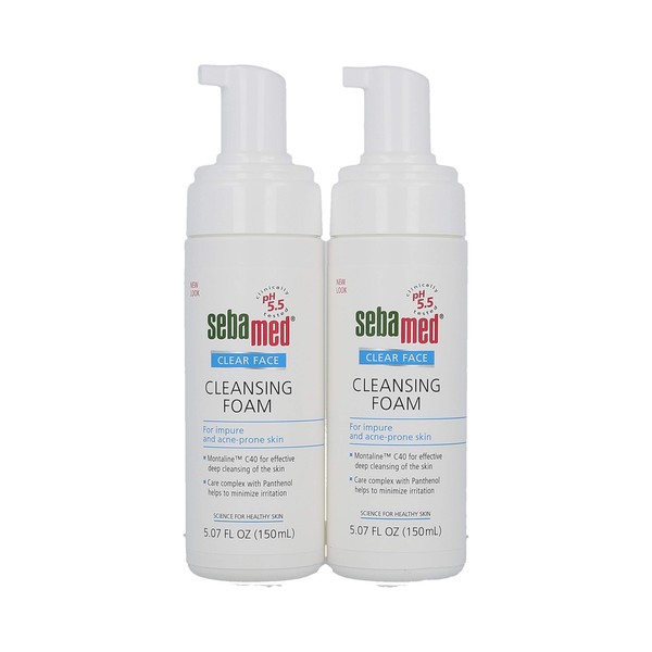 Sebamed Clear Face Cleansing Foam Gentle Face Wash for Impure Oily and Acne-prone Skin 5.07 Fluid Ounces (Pack of 2)