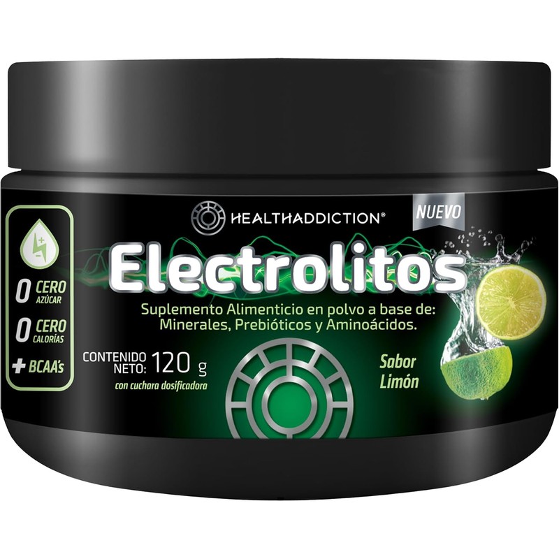 HEALTHADDICTION Polvo de Electrolitos con BCAAs Prebióticos y Vitaminas B