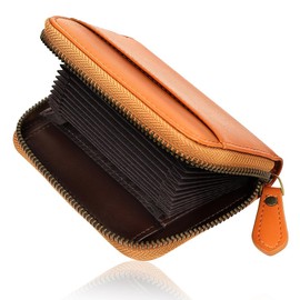 Honey&blue Women's Mini Wallet, Card Case, Bill Won't Break, Genuine Leather, Skimming Prevention, YKK Zipper, camel (oil leather)