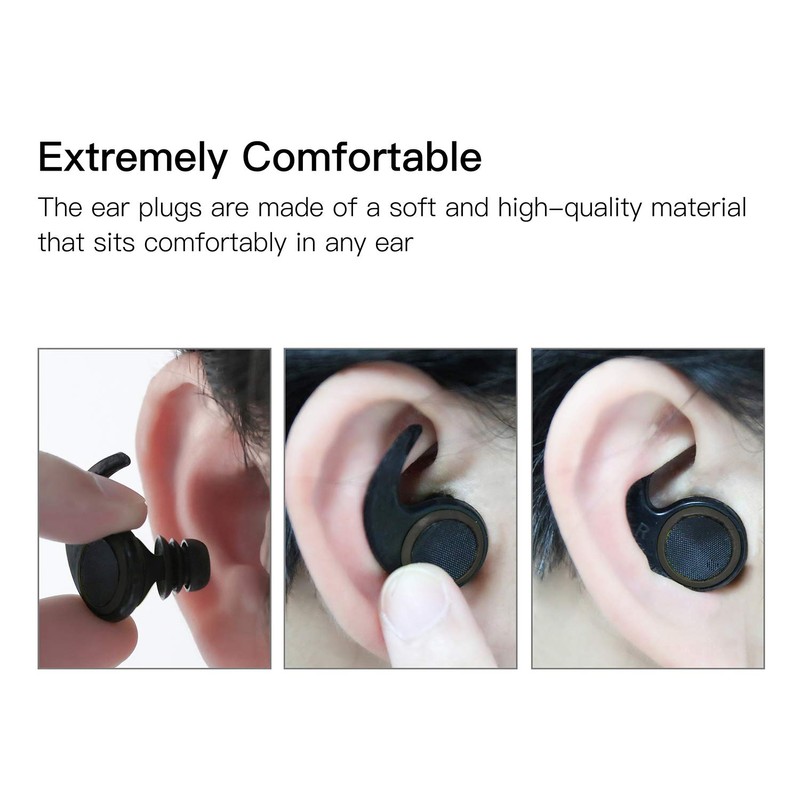 Omiles 水泳用耳栓 紛失防止コード付き 水泳、サーフィン、ダイビング、シュノーケリング用 ブラック