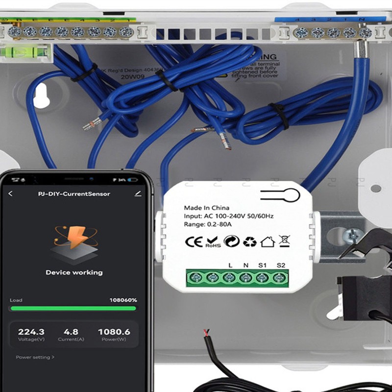 WiFi Energy Monitor Single Phase Smart Electricity Meter with Clamp