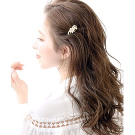 VingTAINE H-634 Elegant Flower Mini Hair Clip, Pearl, Flower Hair Accessory