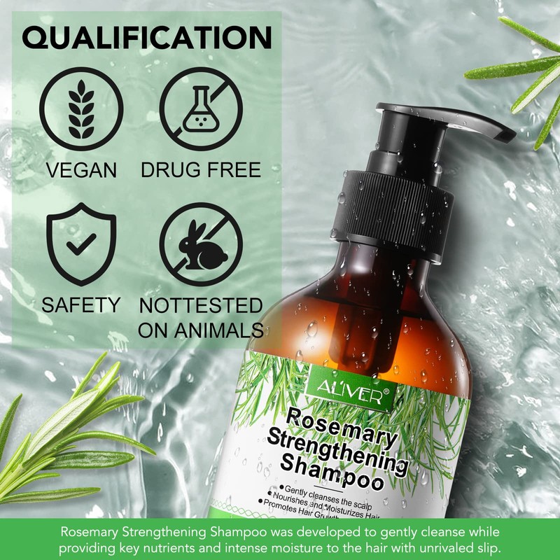 Rosemary Hair Growth Shampoo and Conditioner Set, 300ml Each, Biotin