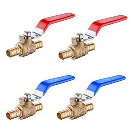 (Pack of 4) EFIELD 1/2 Inch Pex Brass Full Port Shut-off Ball Valve for Hot and Cold Water, Lead Free Brass UPC Certified