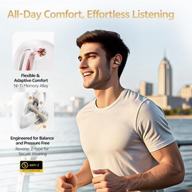 QCY Crossky C30S Clip on Earbuds Open Ear Wireless Bluetooth 6.0, Hi-Res Sound, LDAC, 40H Playtime, Multipoint Connection, IPX5 Waterproof for Running/Workout