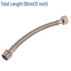 Skweawert 12 In Faucet Supply Lines, 1/2 Female x 1/2 Male Faucet Connector, Braided Stainless Steel Faucet Hose for Kitchen Sink Toilet（2Pack)
