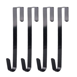Tebery Premium Over The Door 12-Inch Metal Wreath Hanger, Black, Set of 4 - Large