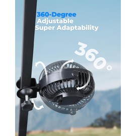 KEMIMOTO Golf Cart Clip Fan, 5 Speeds, 360 Degree Rotation, USB Power and Timer, Compatible with EZGO Club Car Drive Not Included Battery, 1pcs