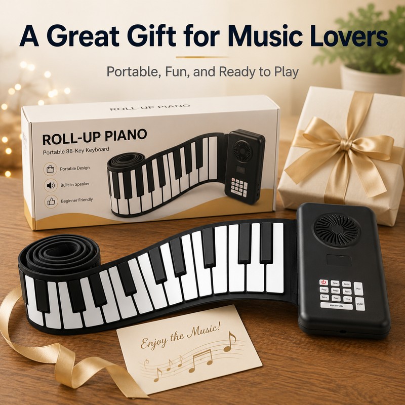88-Key Roll Up Piano Keyboard for Home Practice – Portable