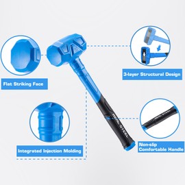 REAL STEEL Dead Blow Hammer 28 Oz Rubber Mallet Non-Marring and Sparking Resistant with Steel Shot-filled Head Ideal for DIY,Automotive,Furniture (0317)