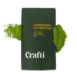 Crafti - Ceremonial Grade Organic Matcha Powder | 100 Servings (100g / 3.5oz) | Sugar-Free Kyoto Uji Matcha | Daily Matcha Green Tea for Calm Focus, Jitter-Free Energy and Barista-Grade Lattes