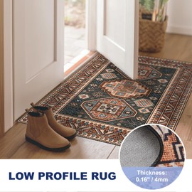 SALLOUS Chair Mat for Hard Floors 36" x 55" Vintage Polyester Desk Rug for Hardwood Floors, Slip Resistant Washable Hard Floor Protector Chair Mat for Home Office (Vintage Red-Brown)