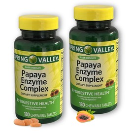 FUSION SHOP STORE Smart choices, meaningful life! Papaya Enzyme Chewable- Tablets Complex, 180 Count (Pack of 2)