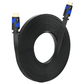Postta Flat HDMI Cable(25 Feet) Flat HDMI 2.0 Cord Support 4K, 3D, 2160p, 1080p, Ethernet and Audio Return-Black-Blue