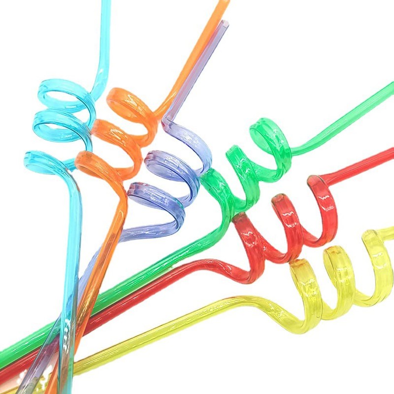 10 Pcs Spiral Reusable Plastic Straws Long Drinking Straws for