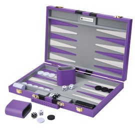 Get The Games Out Backgammon Set, Classic Board Game Case, 2 Players, Includes Strategy & Tip Guide, Perfect for Parties and Family Game Nights -Small, Purple