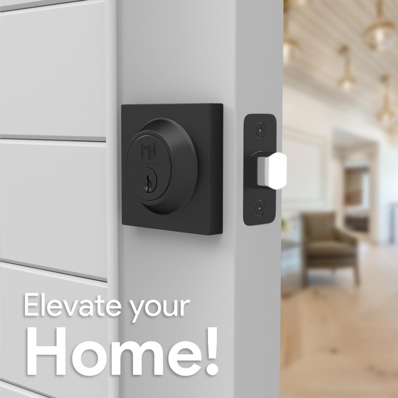 Mega Handles Laura Deadbolt Lock - Heavy Duty Square Black