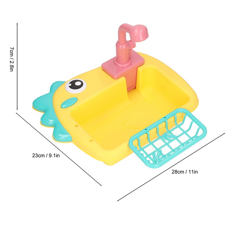 2 in 1 Play Kitchen Sink Toys with Running Water