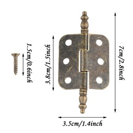 Godneei Set of 4 Small Brass Hinges, Durable Cabinet Hinges, Mini Internal Door Hinges, and Window Hinges, Decorative Brass Door Hinges for Furniture, Cabinets, and Doors