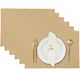 Place Mats Set of 6 for Kitchen Table Dinning Cloth Cotton Placemats 13x19 inches Croissant Brown