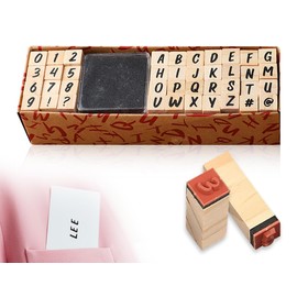 ZoeTekway 40 Piece Letter Stamp Set, Alphabet Wooden Stamp Letters, Numbers and Symbols, with Ink Pad, for Scrapbooking, Art, Craft, Card Making (Handwriting)
