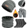 6 in 1 Gorro de Invierno con Bufanda de Punto