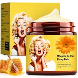 Cebo de Res para la Cara,crema de cebo de res original,Whipped Beef Tallow and Honey Balm,Cuidado de La Piel Profundamente Nutritivo,apto para pieles 