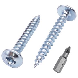 SKIR'CO (300 pcs) Zinc Plated Steel 4.0 x 35 mm Silver Wood Screws, Metal Screws, Wafer Head, Pozidriv, Self Tapping