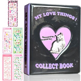 Photoocard Binder Kpop Photoocard Holder Book 20 Pocket 3 inch Mini photo Album,Perfect for any kpop lovers,organize instax polaroid films,Random gift of cute stickers (black)