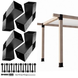 VEVIVOOVY 3-Way Pergola Brackets,L-Shaped Right Angle Corner Bracket for 4"x4"(Actual Size:3.5"x3.5") Indoor & Outdoor Wood Beam,DIY Horizontal Brackets for Pavilion,Gazebo,Porch,Deck,Cabin (4Pack)