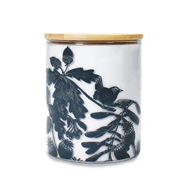 Half Moon Bay Holkham Walk - by Kate Heiss Woodland Navy Blue 25 Ounce Glass Food Storage Jar Container with Compressed Bamboo Lid