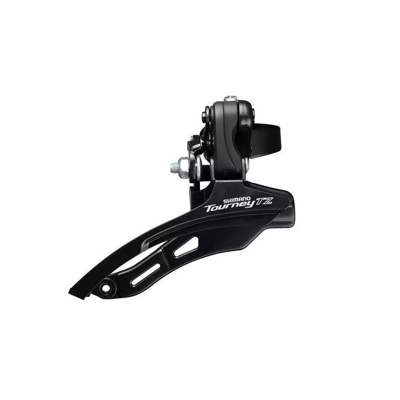 Shimano FD-TZ500 6-speed MTB front derailleur, down swing, top pull,