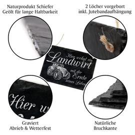Landwirt Door Sign Made of Slate – Hier wohnt ein Landwirt mit der Ernte seinen Leben – 22 x 16 cm Sign Door Signs Tractor Agriculture Farmer Tractor Decorative Front Door Sign Engraving