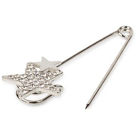 styleBREAKER 05050021 Women's Jewellery Pin for Ponchos, Scarves or Scarves, Rhinestone Star Applique, Safety Pin, Jewellery Pin, Silver, One Size